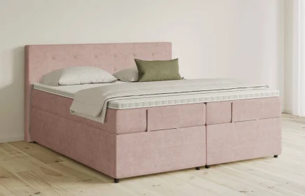 Mozart Boxspringbett Serie 5 Clementi 160x220 mit Bettkasten Feiner Stoff Rose Glow H3/H3