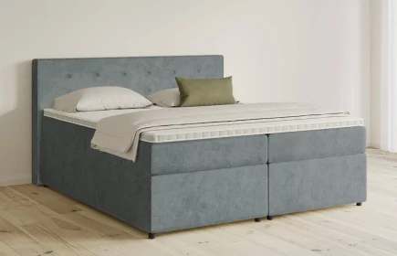 Mozart Boxspringbett Serie 5 Clementi 180x190 mit Bettkasten Samt Pastellblau H3/H3