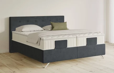 Mozart Boxspringbett Serie 5 Clementi 180x200 elektrisch Samt Anthrazit H3/H2 Königliche Matratze