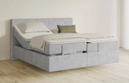 Mozart Boxspringbett Serie 5 Clementi 180x200 elektrisch Samt Fog Grey H3/H4 schwebend