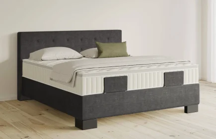 Mozart Boxspringbett Serie 5 Clementi 180x200 Feiner Stoff Carbon Grey H4/H2 Königliche Matratze