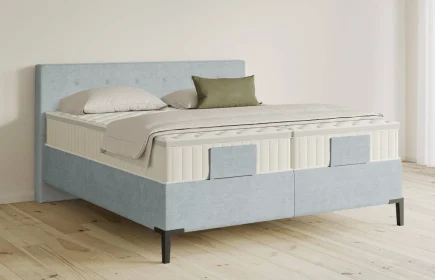 Mozart Boxspringbett Serie 5 Clementi 180x200 Feiner Stoff Frosted Azure H3/H3 Königliche Matratze