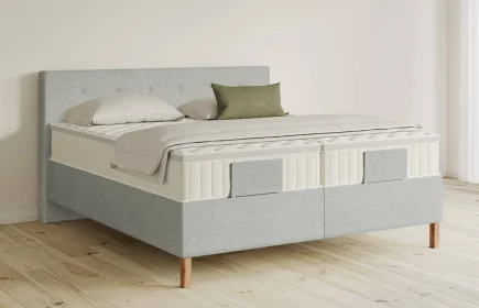 Mozart Boxspringbett Serie 5 Clementi 180x200 Feiner Stoff Lunar Mist H3/H3 Königliche Matratze