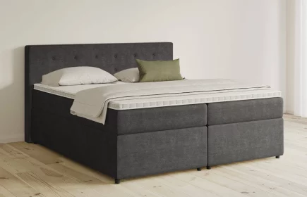 Mozart Boxspringbett Serie 5 Clementi 180x200 mit Bettkasten Feiner Stoff Anthrazit H2/H3