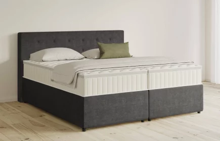 Mozart Boxspringbett Serie 5 Clementi 180x200 mit Bettkasten Feiner Stoff Anthrazit H3/H3 Königliche Matratze