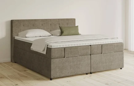 Mozart Boxspringbett Serie 5 Clementi 180x200 mit Bettkasten Feiner Stoff Dusty Taupe H2/H3