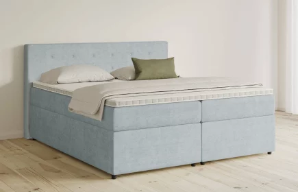 Mozart Boxspringbett Serie 5 Clementi 180x200 mit Bettkasten Feiner Stoff Pastellblau H2/H3