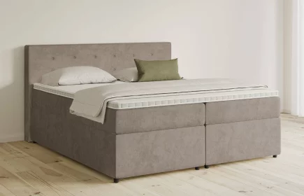 Mozart Boxspringbett Serie 5 Clementi 180x200 mit Bettkasten Samt Beigebraun H3/H3