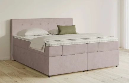 Mozart Boxspringbett Serie 5 Clementi 180x200 mit Bettkasten Samt Blossom Pink H3/H3