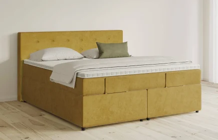 Mozart Boxspringbett Serie 5 Clementi 180x200 mit Bettkasten Samt Mustard H4/H2