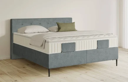 Mozart Boxspringbett Serie 5 Clementi 180x200 Samt Dusty Blues H2/H3 Königliche Matratze