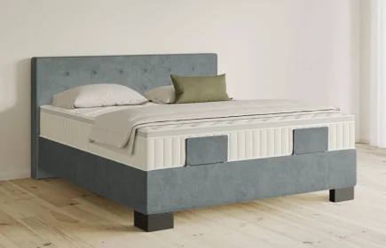 Mozart Boxspringbett Serie 5 Clementi 180x200 Samt Dusty Blues H4/H4 Königliche Matratze