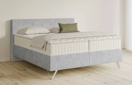 Mozart Boxspringbett Serie 5 Clementi 180x200 Samt Hellgrau H2/H3 Königliche Matratze