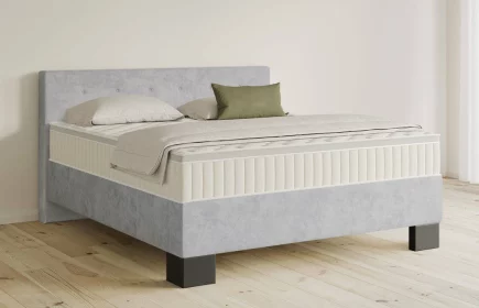 Mozart Boxspringbett Serie 5 Clementi 180x200 Samt Hellgrau H2/H3 Königliche Matratze