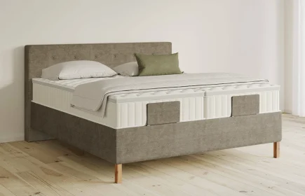 Mozart Boxspringbett Serie 5 Clementi 180x220 Feiner Stoff Dusty Taupe H3/H3 Königliche Matratze