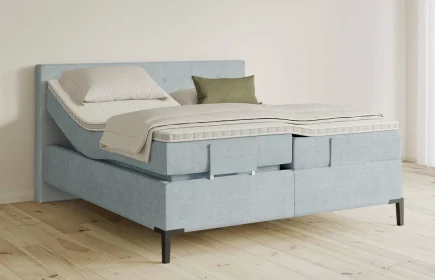 Mozart Boxspringbett Serie 5 Clementi 200x200 elektrisch Feiner Stoff Frosted Azure H3/H3