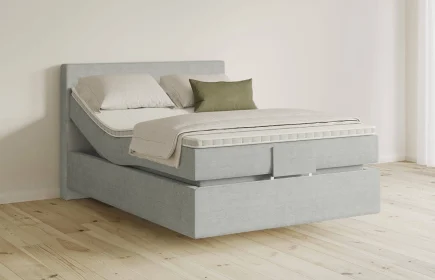 Mozart Boxspringbett Serie 5 Clementi 90x200 elektrisch Feiner Stoff Lunar Mist H2 schwebend
