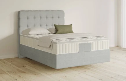 Mozart Boxspringbett Serie 5 Haydn 140x200 Feiner Stoff Lunar Mist H3 schwebend Königliche Matratze
