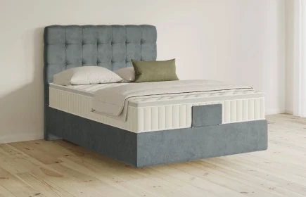 Mozart Boxspringbett Serie 5 Haydn 140x200 Samt Dusty Blues H3 schwebend Königliche Matratze