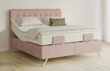 Mozart Boxspringbett Serie 5 Haydn 160x200 elektrisch Feiner Stoff Rose Glow H3/H2 Königliche Matratze