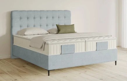 Mozart Boxspringbett Serie 5 Haydn 160x200 Feiner Stoff Frosted Azure H3/H4 Königliche Matratze