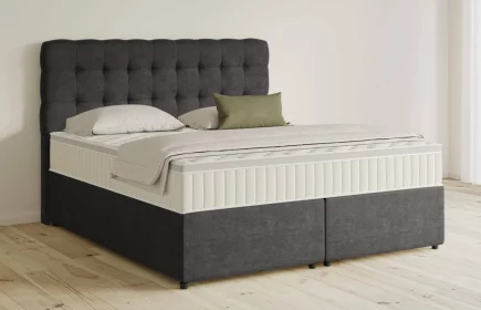 Mozart Boxspringbett Serie 5 Haydn 160x200 mit Bettkasten Feiner Stoff Anthrazit H3/H3 Königliche Matratze