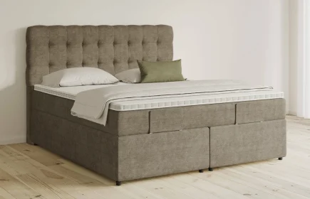 Mozart Boxspringbett Serie 5 Haydn 160x210 mit Bettkasten Feiner Stoff Dusty Taupe H3/H3