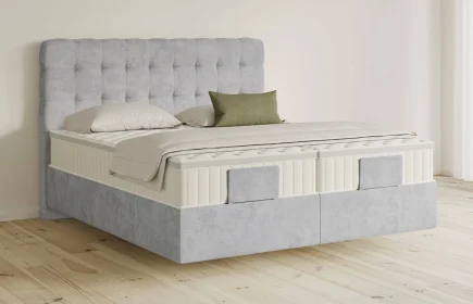 Mozart Boxspringbett Serie 5 Haydn 160x220 Samt Fog Grey H4/H2 schwebend Königliche Matratze