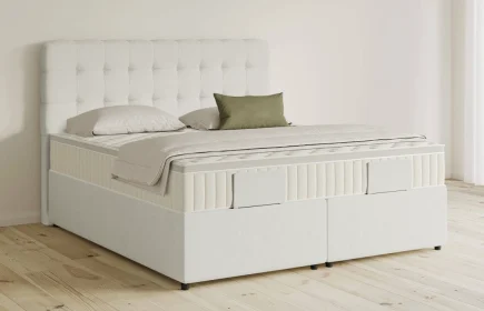 Mozart Boxspringbett Serie 5 Haydn 180x190 mit Bettkasten Samt Vanilla Nice H3/H3 Königliche Matratze
