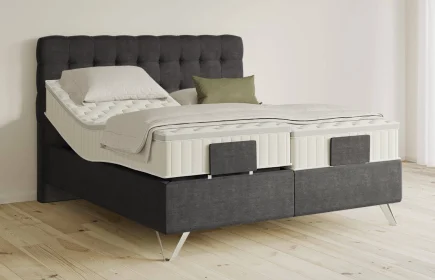 Mozart Boxspringbett Serie 5 Haydn 180x200 elektrisch Feiner Stoff Carbon Grey H3/H2 Königliche Matratze