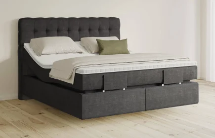 Mozart Boxspringbett Serie 5 Haydn 180x200 elektrisch Feiner Stoff Carbon Grey H3/H3 schwebend