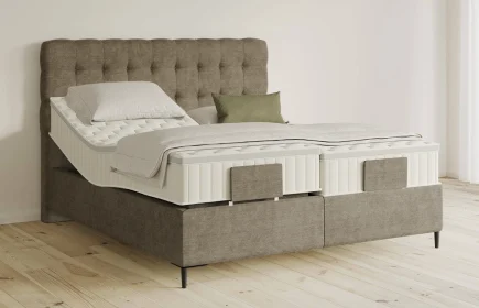 Mozart Boxspringbett Serie 5 Haydn 180x200 elektrisch Feiner Stoff Dusty Taupe H2/H3 Königliche Matratze