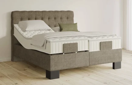 Mozart Boxspringbett Serie 5 Haydn 180x200 elektrisch Feiner Stoff Dusty Taupe H3/H3 Königliche Matratze
