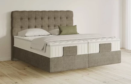 Mozart Boxspringbett Serie 5 Haydn 180x200 elektrisch Feiner Stoff Taupe H3/H3 schwebend Königliche Matratze