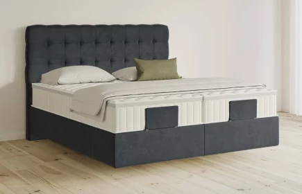 Mozart Boxspringbett Serie 5 Haydn 180x200 elektrisch Samt Anthrazit H3/H3 schwebend Königliche Matratze