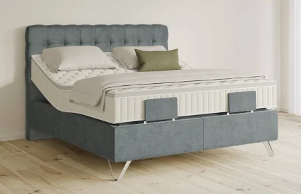 Mozart Boxspringbett Serie 5 Haydn 180x200 elektrisch Samt Dusty Blues H2/H2 Königliche Matratze
