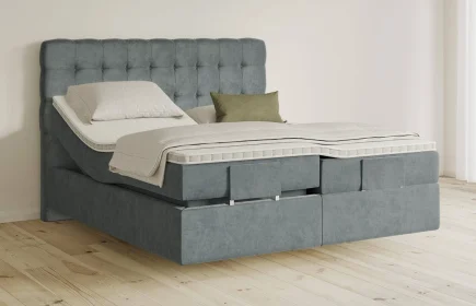 Mozart Boxspringbett Serie 5 Haydn 180x200 elektrisch Samt Dusty Blues H2/H2 schwebend