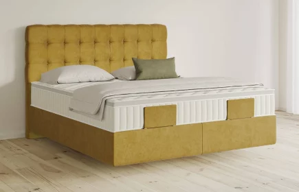 Mozart Boxspringbett Serie 5 Haydn 180x200 elektrisch Samt Goldgelb H3/H3 schwebend Königliche Matratze