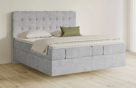 Mozart Boxspringbett Serie 5 Haydn 180x200 elektrisch Samt Hellgrau H3/H2 schwebend