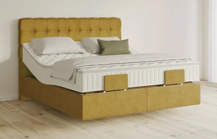 Mozart Boxspringbett Serie 5 Haydn 180x200 elektrisch Samt Mustard H3/H3 schwebend Königliche Matratze