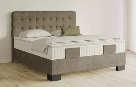 Mozart Boxspringbett Serie 5 Haydn 180x200 Feiner Stoff Dusty Taupe H2/H3 Königliche Matratze