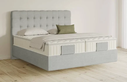 Mozart Boxspringbett Serie 5 Haydn 180x200 Feiner Stoff Lunar Mist H2/H3 schwebend Königliche Matratze