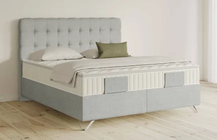 Mozart Boxspringbett Serie 5 Haydn 180x200 Feiner Stoff Lunar Mist H3/H3 Königliche Matratze