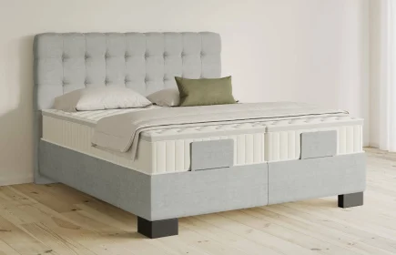 Mozart Boxspringbett Serie 5 Haydn 180x200 Feiner Stoff Lunar Mist H3/H3 Königliche Matratze