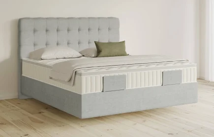 Mozart Boxspringbett Serie 5 Haydn 180x200 Feiner Stoff Lunar Mist H3/H3 schwebend Königliche Matratze
