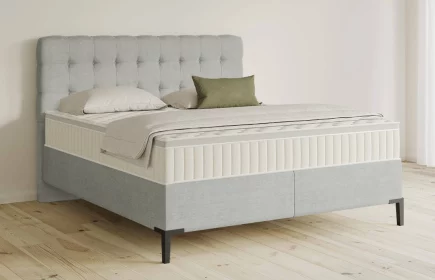 Mozart Boxspringbett Serie 5 Haydn 180x200 Feiner Stoff Silbergrau H3/H3 Königliche Matratze