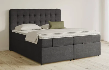 Mozart Boxspringbett Serie 5 Haydn 180x200 mit Bettkasten Feiner Stoff Carbon Grey H2/H2