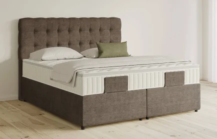 Mozart Boxspringbett Serie 5 Haydn 180x200 mit Bettkasten Feiner Stoff Nutshell H3/H3 Königliche Matratze