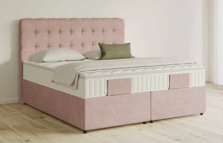 Mozart Boxspringbett Serie 5 Haydn 180x200 mit Bettkasten Feiner Stoff Rose Glow H3/H2 Königliche Matratze