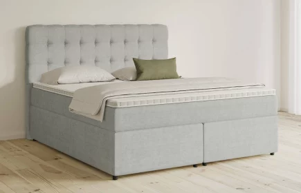 Mozart Boxspringbett Serie 5 Haydn 180x200 mit Bettkasten Feiner Stoff Silbergrau H3/H2